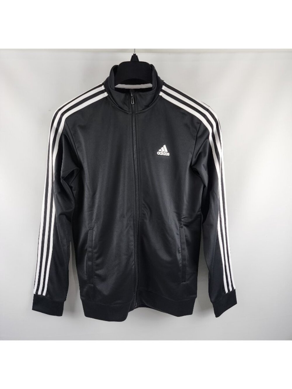 adidas Jacket Mens S White Black Essentaials Warm Up 3 Stripes Track Jacket NWT